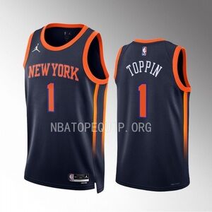 New York Knicks Obi Toppin Statement Edition Navy #1 Jersey Swingman NWT XL